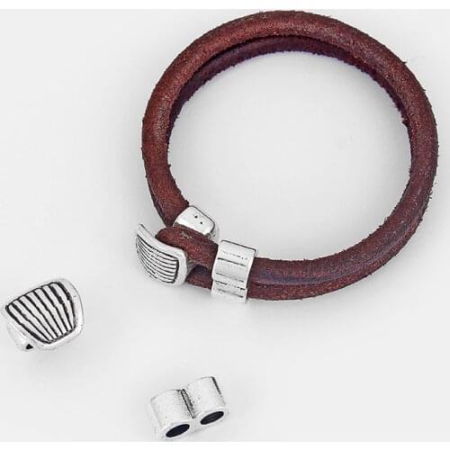 3sets Charms Hook Clasp For 2 Strands 5mm Round Leather Cord DIY Bracelet Jewelry Making
