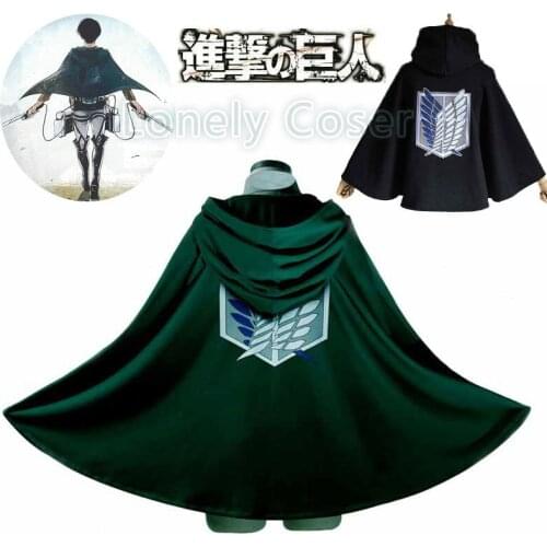 Attack on Titan Cosplay Green Black Cloak Levi Ackerman Shingeki No Kyojin Hooded Cape The Scouting Legion Wings of Liberty