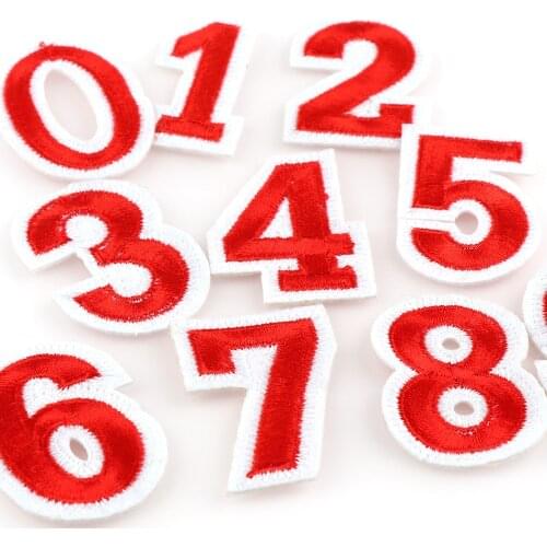 Iron ON Red Big Figures Number Football Patch AppliqueStiker For Jeans Hat Bag Clothes Accessories Badges Diy Crafts