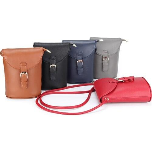 Yellow/Gray/Red 5 Colors Mini Phone Clutch Shoulder Crossbody Purses Fashion Genuine Cow Leather Lady Girls Messenger Handbags