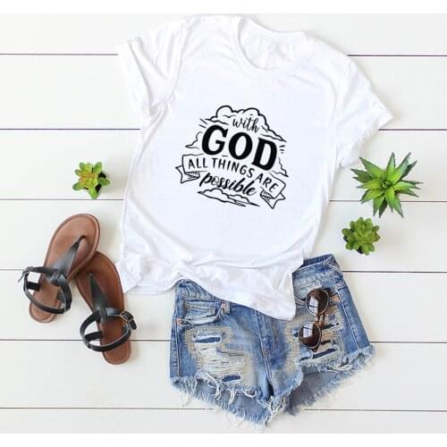 Woman T-shirt European Style Woman Tshirt God Printing Tshirt Female Short Sleeve Casual Summer