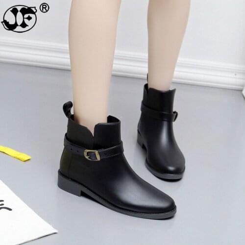 Bowtie Ankle Rain Boots Women Flat Heels Non-slip Glossy Rainboots Waterproof PVC Woman Water Shoes Wellies ghn