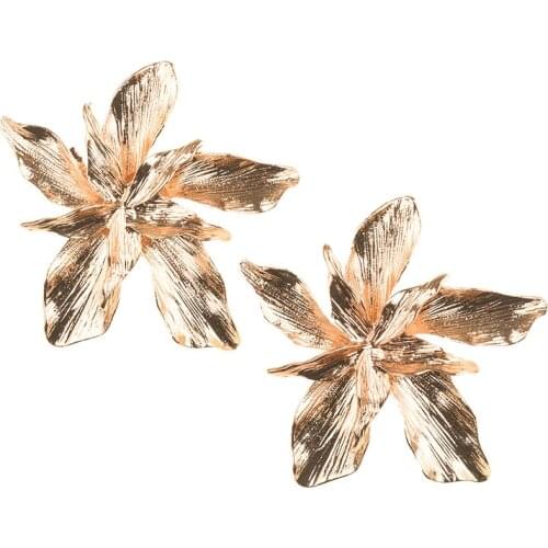 2020 ZA Elegance Golden Big Flower Drop Earrings Women Christmas Party Metal Floral Dangle Earrings Femme Statement ZA Earrings