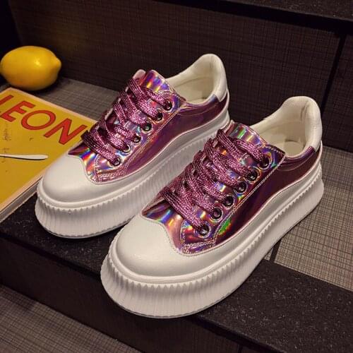 Female Daddy Shoe New Womens Platform Designer Sneakers Thickness sole 6CM Laser Sequin Casual Sneaker Walking Shoe X2-35