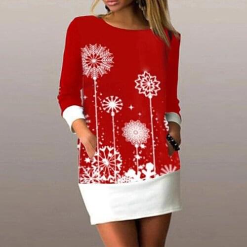 New Loose Round Neck Women Dress Long Sleeve Jumper Casual Dandelion Butterfly Petal Loose Print Dress Women Youth Style