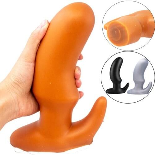 Golden Horn Oversized Butt Plug Heavy Speculum Soft Liquid Silicone Prostate Massager Anal Dilation Stimulator Anal Sex Toys