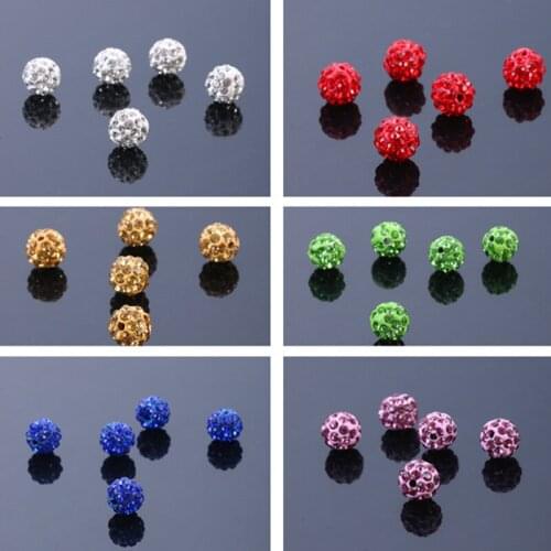 20pcs/lot 10mm Clay Micro Pave Rhinestone Crystal Spacer Beads Round Loose Ball Beads DIY for Jewelry Making