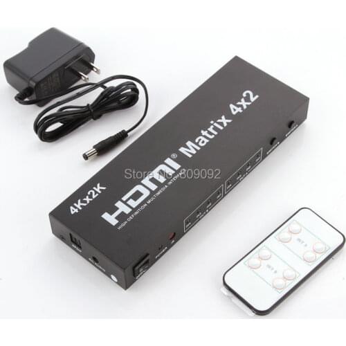 4x2 HDMI True Matrix Switch Splitter Selector Remote Control 3D/4k 1080P 4-in 2-out