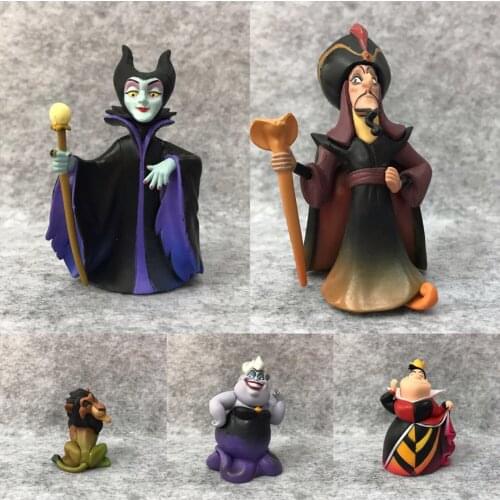 5pcs/set Q Posket Lion King Maleficent Aladdin Genie Jafar The little Mermaid Ursula PVC Action Figure Toys Dolls Gift for Kids