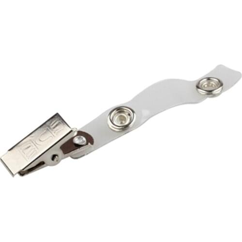 50Pcs Name Tag Clip Metal ID Card Holder Badge Clip With Transparent Straps Badge Name Tag Lanyard Clip New Fashion High Quality