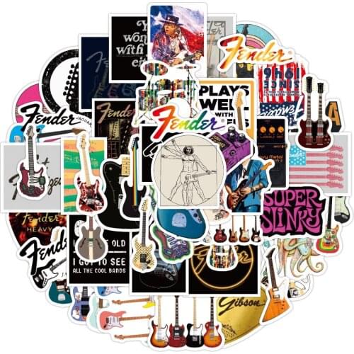 50PCS Guitar Stickers Waterproof Vinyl Decal for Laptop Helmet Bicycle Laptop Waterproof DIY Funny Stickers Classic Toys
