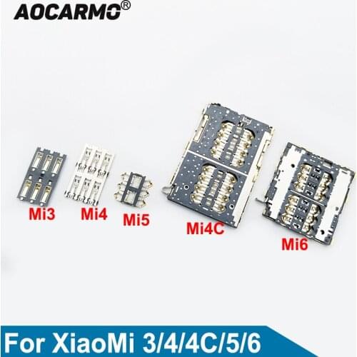 Aocarmo 2pcs Sim Card Reader Module Holder Connector Iron Cover SIM Card Tray Slot Socket Repair Parts For XiaoMi 3 4 4c 5 6 mi6