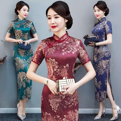 Summer New Long Style Cheongsam Retro Split Slim Improved Cheongsam Imitation Of Gambiered Canton Gauze Qipao Dress Платье