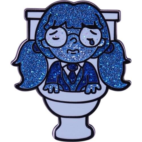 Sad Toilet Ghost Girl Enamel Pin