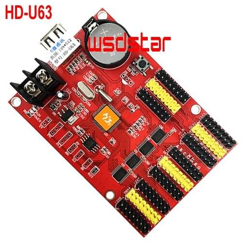 HUIDU HD-U63 usb-disk port P10 P4.75 led control card Max: 512x128 Pixels Single Color P4.75 P10 SMD Led screen Control Card