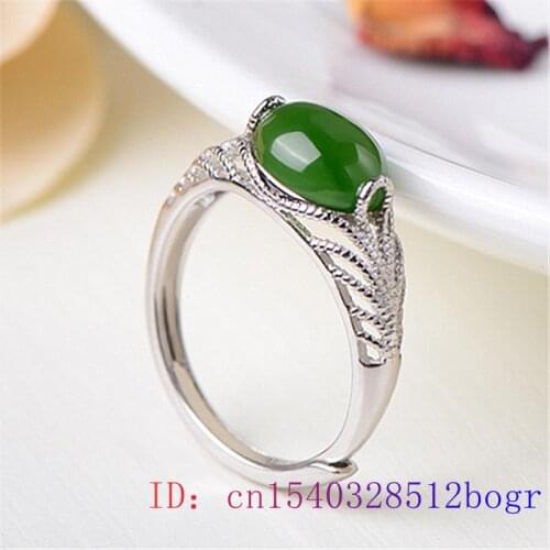 Green Jade Ring Men Jewelry Fashion 925 Silver Gifts Charm Chalcedony Amulet Women Crystal Gemstone Natural Zircon