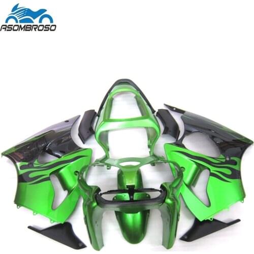 Lowest price Injection Molding bodyparts for Kawasaki ninja ZX6R fairing kit 2000 2001 2002 green black set ZX6R 00 01 02 WA12
