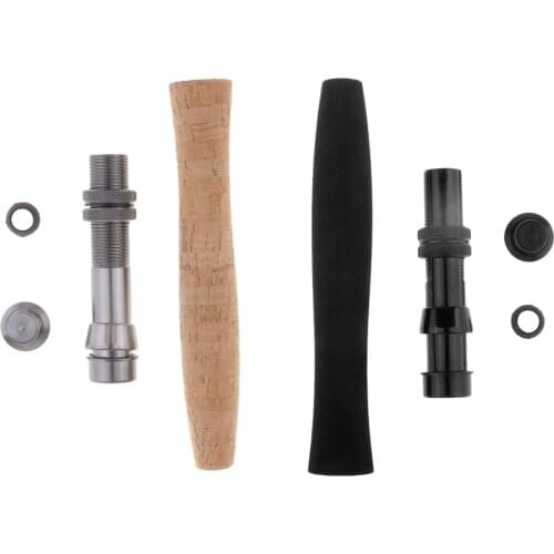 2 Sets Long EVA Foam/Cork Fishing Rod Handle Grip with Reel Seat for Fly Rods