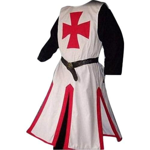 Medieval Crusader Knights Costumes Templar Tunic Renaissance Split Stitching Blouse Halloween Costumes
