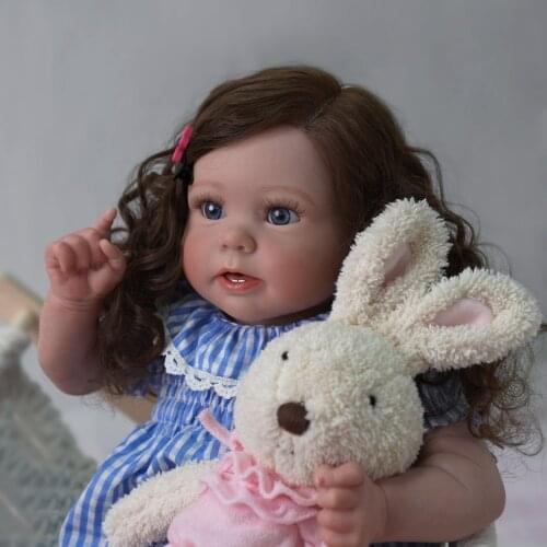 ADFO Reborn Baby Girl 55CM Realistic Doll Hair-Rooted Toddler Best Companion LoL Gift For Girls Handmade Vinyl Silicone Doll