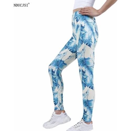 NDUCJSI Leaves Print Legging Push Up Fashion Pants Gym Jegging High Waist Workout Jogging Women High Waist Sexy Trousers Lady