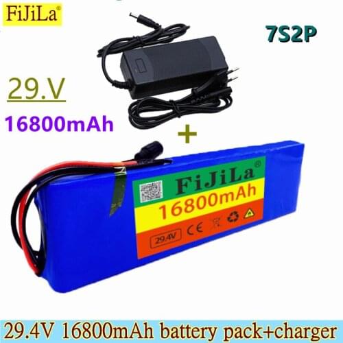 24V 16.8Ah 7S2P 18650 li-ion Rechargeable battery pack 29.4v 16800mAh electric bicycle moped Balancing scooter+2A Charger