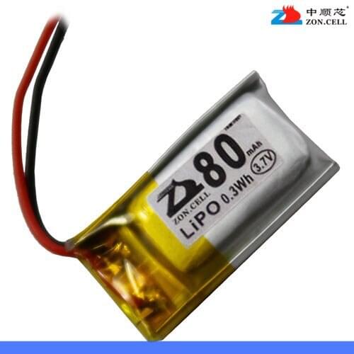 In 80mAh 401020 3.7V lithium polymer battery, Bluetooth headset smart bracelet with protective plate Rechargeable Li-ion Cell