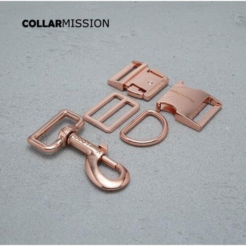 Metal buckle+Tri-Glid+D ring+metal dog clasp/set) Engraved 30mm for DIY pet collar set harness good quality DIY accessories