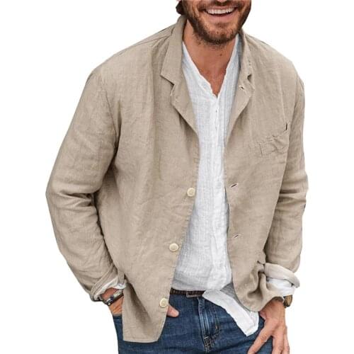 Men Autumn Casual Solid Color Long Sleeve Single-breasted Blazer Coat Jacket