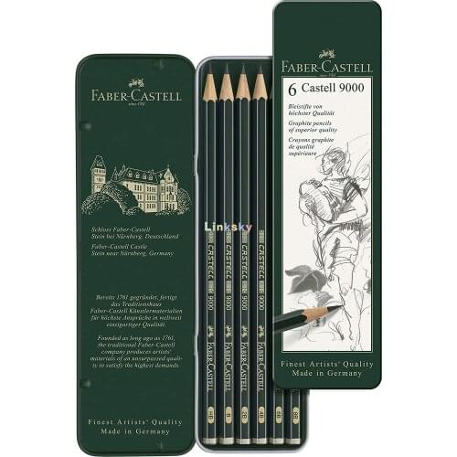 Faber-Castell - Castell 9000 Art Set Pencil (Pack of 6),119063,Art Set Contains 6 Pencils HB Through To 8B, Ideal Gift