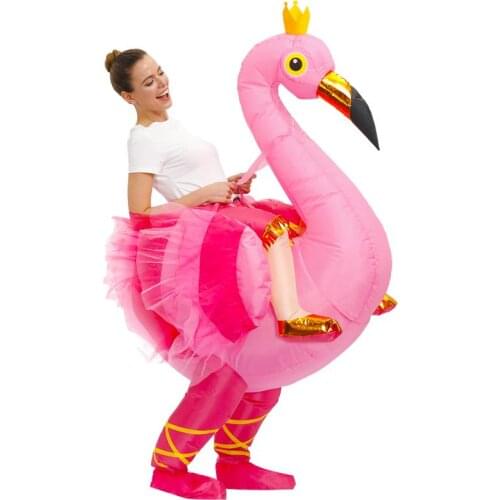 Ride on Flamingo Inflatable Costume Adult Halloween Costumes Christmas Funny Animal Jumpsuit Cosplay Flamingo Suit for Men Women