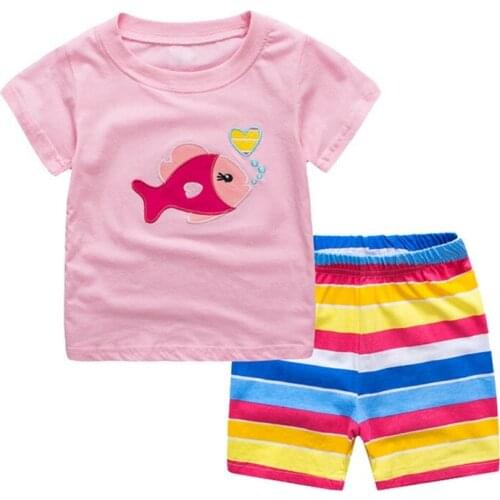 New Summer Girls Cartoon Pajamas Set Cotton Baby Kids Pyjamas Boys Sleepwear Child Night Wear Clothing Suits