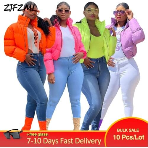 Bulk Items Wholesale Lots Fall Winter Womens Cropped Parkas Streetwear Full Sleeve Warm Down Coat Stylish Puffer Jacket 2021