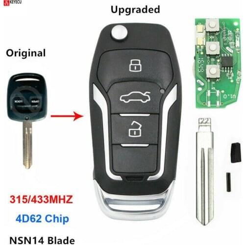 Keyecu Upgraded Flip Remote Key 315mhz or 433mhz 4D62 Chip for Subaru Forester Liberty Outback Impreza 2000 2001 2002 2003