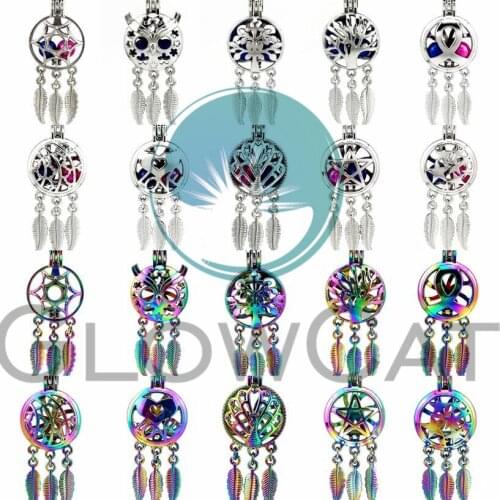 Mix Colors Pearl Dream Catcher Locket Cage Pendant Making Beads Perfume Essential Oil Diffuser Jewelry