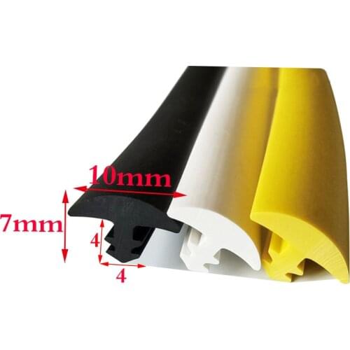 Rubber T Strip for Cable Solar Glass Metal Wood Panel Edge Encloser Shield Sealing 10x7mm White Yellow