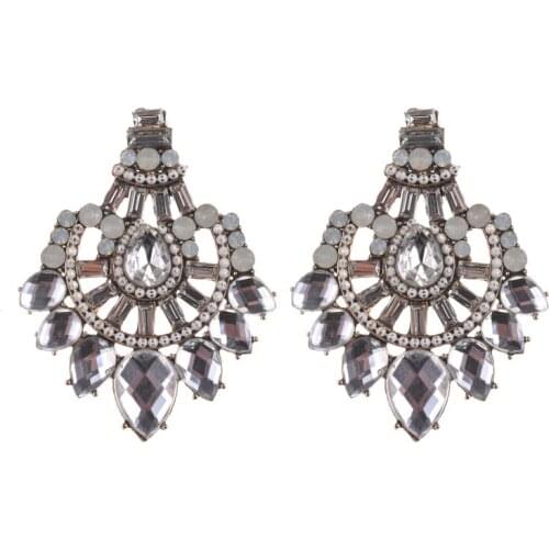 Luxury Glass Statement Earrings For Women Rhinestone Big Earrings 2019 Geometric Earings Spring Fashion Costume Jewelry Trendy