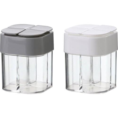 4 In 1 Salt And Pepper Shaker 4 Part Empty Spice Dispenser Portable Outdoor Barbecue Transparent Seasoning Box Without Odor