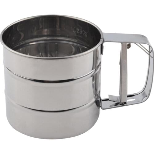 High Quality Stainless Steel Mesh Flour Sifter Mechanical Baking Icing Sugar Shaker Sieve Cup Shape Bakeware Baking Pastry Tools