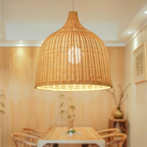 Modern Wood chandelier Japanese style rattan lampshade wicker pendant lamp Restaurant Bar Shop indoor home Rattan chandelier
