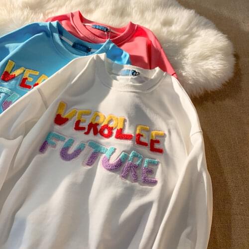 3 Colors Vintage Letter Printing Sweatshirt Women American Stylish Long Sleeve Tops Fashion Harajuku Crewneck Sweatshirt Teens