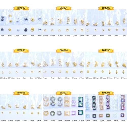 Swarovsky 3d Nail Art Deco Gold Silver Nail Charms Metal Mini Japan Alloy Hollow Rivet Hardware Tools Kawaii Circle Tool