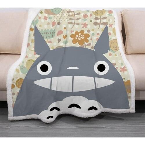 Totoro small Cartoon pattern funny Anime Blanket 3D full printed Wearable Blanket Adults/kids Fleece Blanket drop shippng style