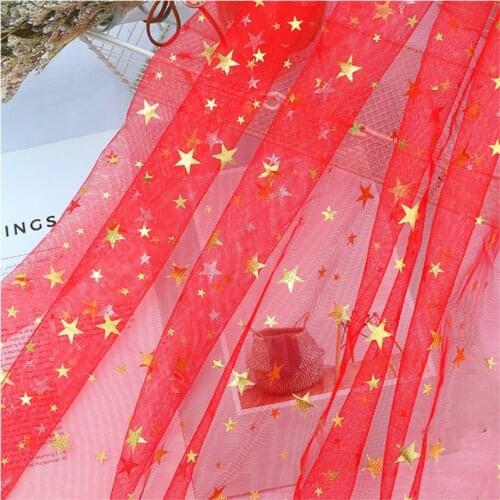 3 m Golden Stars Tulle Sequin Fabric DIY Mantilla Baby Shower Tutu Skirt Wedding Dress Party Decor Sewing Ankara Fabric Supplies