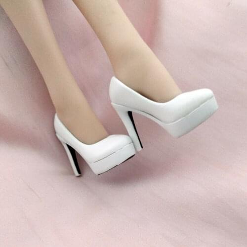 In Stock 1/6 Scale Female High Heel Shoes White Fit For 12" Inch Action Figure Doll Body