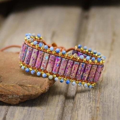 Boho Jewelry Leather Bracelet Emperor Stone Newly Bangles For Women Wholesale