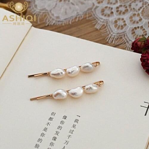 ASHIQI Natural freshwater pearl hair clips pins accessories for women wholesale jewelry 2020
