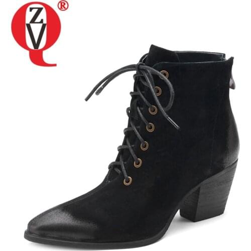 ZVQ Women winter Leisure short boots Fashion Retro New Style Pointed Toe Mature soft office lady Concise Comfortable Solid color
