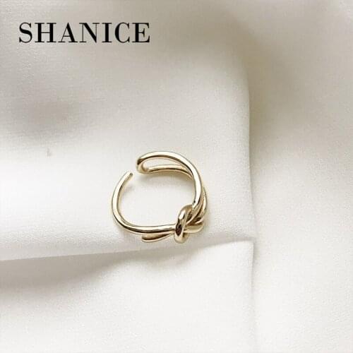 SHANICE 100% 925 Sterling Silver Fascinating Gold Color Unique Knot Open Finger Rings for Women Sterling Silver Jewelry