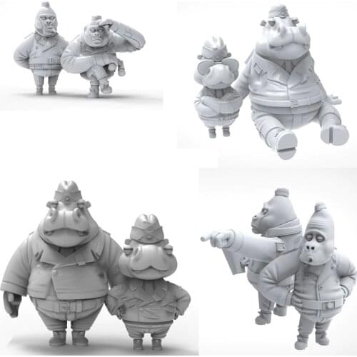 1/35 cartoon animals Tankers (NOT INCLUDE BASE) Resin Figure Building Kit